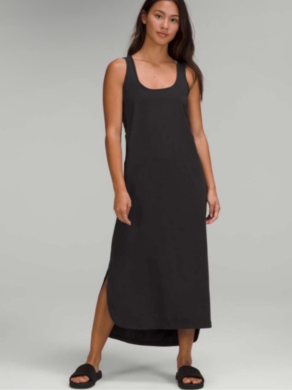 Lululemon Black Pima Cotton Open-Back Midi Dress